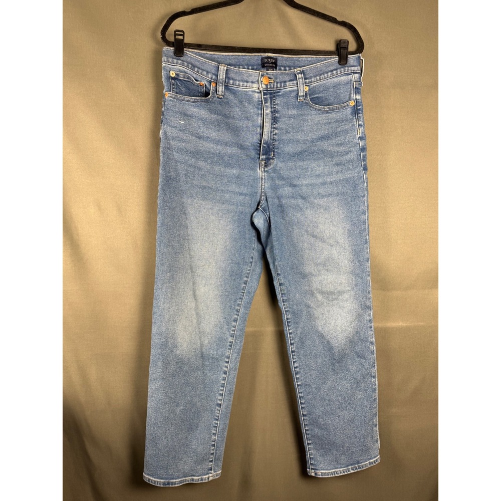 J.Crew Stovepipe Jeans Women 31P Blue High Rise Straight Leg CG482